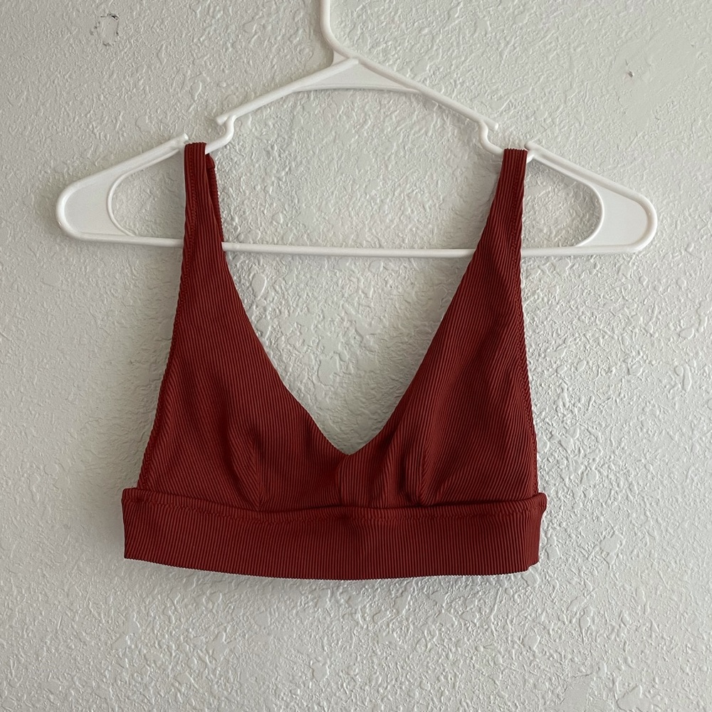 Aerie 🧡 Burnt Orange Scoop Bralette V Cut Athleisure - Picture 1 of 3